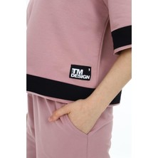 Kız Çocuk %100 Pamuk Oversize Yarım Kol Şortlu Alt-Üst Eşofman TAKIM-AÜT-2009