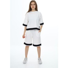 Kız Çocuk %100 Pamuk Oversize Yarım Kol Şortlu Alt-Üst Eşofman TAKIM-AÜT-2009