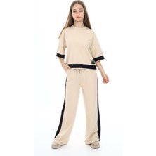 Kız Çocuk %100 Pamuk Oversize Yarım Kol Alt-Üst Eşofman TAKIM-AÜT-2008