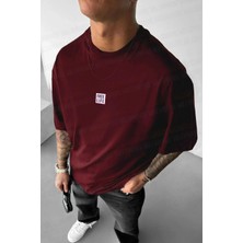 Teenage Millionaire Erkek Bordo Oversize Free Life Bisiklet Yaka T-Shirt Truvakar Kol İnce Kumaş