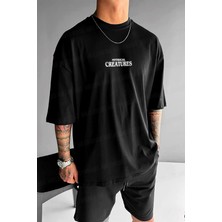 Millionaire Erkek Siyah Creatures Oversize Fit Bol Geniş Kalıp Salaş Kesim T-Shirt