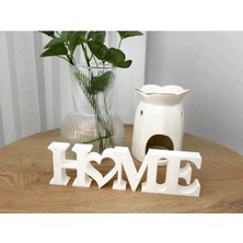 Home Yazılı Dekoratif Biblo Masaüstü Dekor Kalpli - Beyaz 22 cm x 6 cm