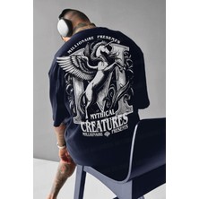 Millionaire Erkek Lacivert Creatures Oversize Fit Bol Geniş Kalıp Salaş Kesim T-Shirt