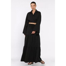 Kadın Bağlamalı Bluz Etek Ikili Takım (Astarlı Kullanım Önerilir) P-00017758
