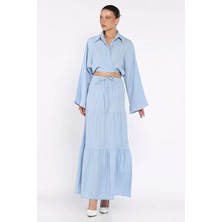 Kadın Bağlamalı Bluz Etek Ikili Takım (Astarlı Kullanım Önerilir) P-00017758