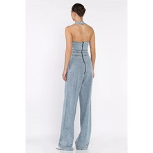 Ön Düğme Detaylı Kadın Jean Kot Tulum P-00017702
