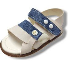 Şirinbebe 1733-20 Anatomik 3 Bant Erkek Çocuk Sandalet Beyaz Mavi 18-20