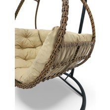 Salda Rattan Bahçe Salıncağı – Tek Kişilik, Metal Gövde, Yumuşak Minderli, Kahverengi