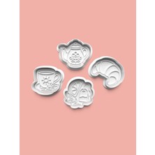 Aktastore Sabah Çayı Teması Kurabiye Kalıbı ve Şeker Hamuru Kalıbı 4'lü Set