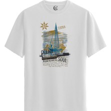 Color Luxe Ocean Soul - %100 Pamuklu Erkek Beyaz Tişört - Premium Quality