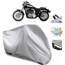 Tegin ACC | Sportster Roadster XL1200R Arka Çanta (Bağlantı Tokalı) Uyumlu Solarblock Uyumlu Motosiklet Brandası | Su Geçirmez, %99 UV, Yansıtıcı Gümüş Üst