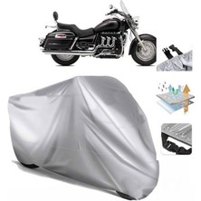 Tegin ACC | Triumph Roadster 3 Touring (Bağlantı Tokalı) Uyumlu Solarblock Prime Uyumlu Motosiklet Brandası | Su Geçirmez, %99 UV, Yansıtıcı Gümüş Üst