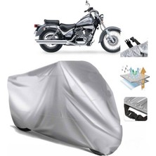 Tegin ACC | Suzuki Vl 250 Intruder Arka Çanta (Bağlantı Tokalı) Uyumlu Solarblock Uyumlu Motosiklet Brandası | Su Geçirmez, %99 UV, Yansıtıcı Gümüş Üst