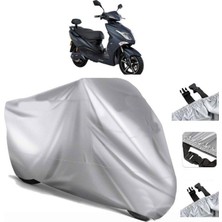 Tegin ACC | Kral Motor Kr-57 Mille Elektrikli Arka Çanta (Bağlantı Tokalı) Uyumlu Solarblock Uyumlu Motosiklet Brandası | Su Geçirmez, %99 UV, Yansıtıcı Gümüş Üst