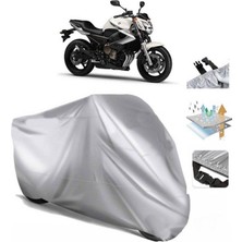 Tegin ACC | Yamaha Xj 6 Arka Çanta (Bağlantı Tokalı) Uyumlu Solarblock Prime Uyumlu Motosiklet Brandası | Su Geçirmez, %99 UV, Yansıtıcı Gümüş Üst, 360° Lastikli, Taşıma Çantalı