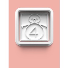 Aktastore Kareli 4 Numara Figürü Kurabiye Kalıbı ve Şeker Hamuru Kalıbı - Dört Rakamı