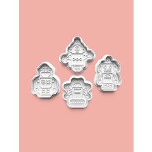 Aktastore Robotlar Kurabiye Kalıbı ve Şeker Hamuru Kalıbı 4'lü Set