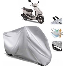 Tegin ACC | Yamaha Cygnus L Arka Çanta (Bağlantı Tokalı) Uyumlu Solarblock Prime Uyumlu Motosiklet Brandası | Su Geçirmez, %99 UV, Yansıtıcı Gümüş Üst