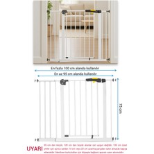 Wellgro Pro 95-100 cm Çocuk Güvenlik Kapısı, Merdiven Kapısı ve Korkuluk, Beyaz