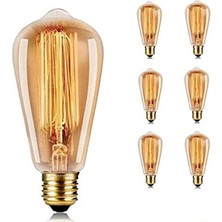 6 Adet 4 Watt Amber Işık Kaliteli Rustik Ampul, 300 Lümen, 4 Watt 25000K Amber Işık LED Rustik Ampul