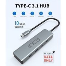 Inca Itpt-4tx Type-C Hubx4 Type-C Port 3.1 10GBPS  Çoklayıcı  Aluminyum Kasa