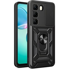 Adige Infinix Hot 50 Pro 4g Kılıf Pars Yüzüklü Standlı Darbe Korumalı Siyah