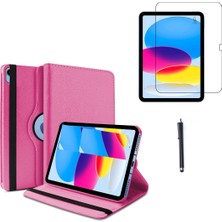 Apple iPad A16 11.nesil (A3354-A3355) Dönebilen Tablet Kılıfı + Ekran Koruyucu + Tablet Kalemi