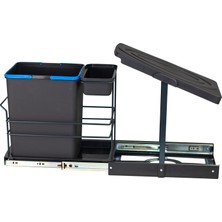 Pyramith Antrasit 16+1 Litre Teleskopik Raylı Çöp Kovası (P-9155)