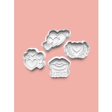 Aktastore Kalp Kurabiye Kalıbı ve Şeker Hamuru Kalıbı 4'lü Set