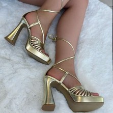 Parlak Platform Ayakkabı Gold