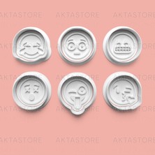 Aktastore Emoji - Yüz Ifadeleri Kurabiye Kalıbı ve Şeker Hamuru Kalıbı 6'lı Set