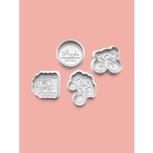 Aktastore Bisiklet Kurabiye Kalıbı ve Şeker Hamuru Kalıbı 4'lü Set