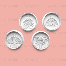 Aktastore Desenli Kanatlar Kurabiye Kalıbı ve Şeker Hamuru Kalıbı 4'lü Set