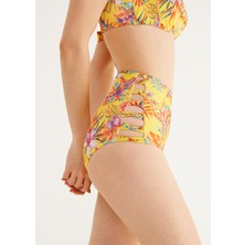 Suwen Yüksek Bel Yanı Biyeli Desenli Bikini Alt