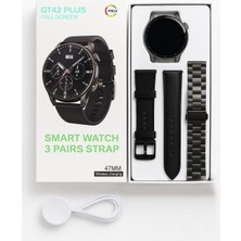 Digi Monster GT42 PLUS Akıllı Saat | 3 Kordon |  Kablosuz Şarj | Bluetooth Görüşme | Nabız & Uyku Takibi | iOS & Android Uyumlu