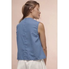 Cedy Denım - Kadın Yazlık Ince Kumaş Salaş Kesim Denim Crop