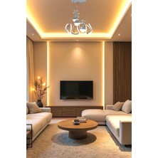 Modern Krom 3'lü Toplu Drone Model 3 Renk LED (Beyaz&sarı&günışığı) LED Avize