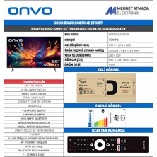 Onvo 55OVF9250UQ 55" 140 Ekran Uydu Alıcılı 4K Ultra HD Google Smart QLED TV