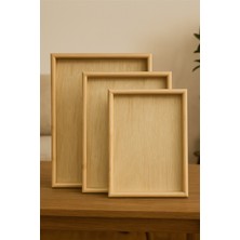 3'lü Bambu Dikdörtgen Sunum Tepsisi 30 x 40 & 25X35 & 20X30 cm