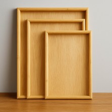 3'lü Bambu Dikdörtgen Sunum Tepsisi 30 x 40 & 25X35 & 20X30 cm