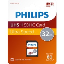 Philips 32GB Sd Kart – Uhs-I U1 | Class 10 | 80MB/S | V10 Video Desteği
