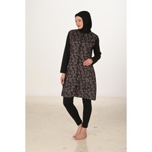 Tam Kapalı Desenli Paraşüt Kumaş Tesettür Mayo 3439