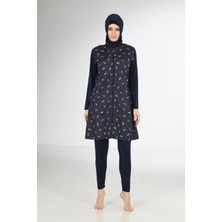 Tam Kapalı Desenli Paraşüt Kumaş Tesettür Mayo 3214