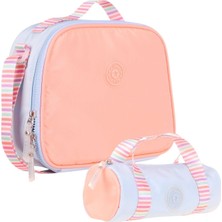 Kaukko Isı Yalıtımlı Beslenme Çantası ve Kalemlik Seti - Kız Çocuğuna Özel - Iki Renkli - Mavi Turuncu Renkli