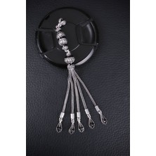 Encili Silver 925 Ayar Gümüş Özel Tasarım Beş Sallantılı Siyah Mineli Tesbih Püskülü