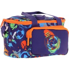 Kaukko Kids Thermo Isı Yalıtımlı Erkek Çocuk Futbol Topu Baskılı Lacivert Turuncu Beslenme Çantası L7269 (Iki Bölmeli)