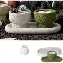 Beton Oval Tabanlık ve Mumluk Silikon Kalıp (S913)