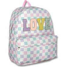 Ümit Çanta Kız Çocuklar Için Mor Yeşil Renkli Love Baskılı Okul Çantası - 5084 - Deri Love Yazılı