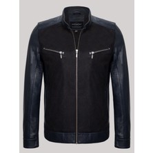 Deri Work Hakiki Kuzu Derisi Siyah Erkek Deri Mont Cep Fermuarlı Deri Ceket