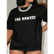 Kadın Baskılı Oversize T-Shirt - Siyah